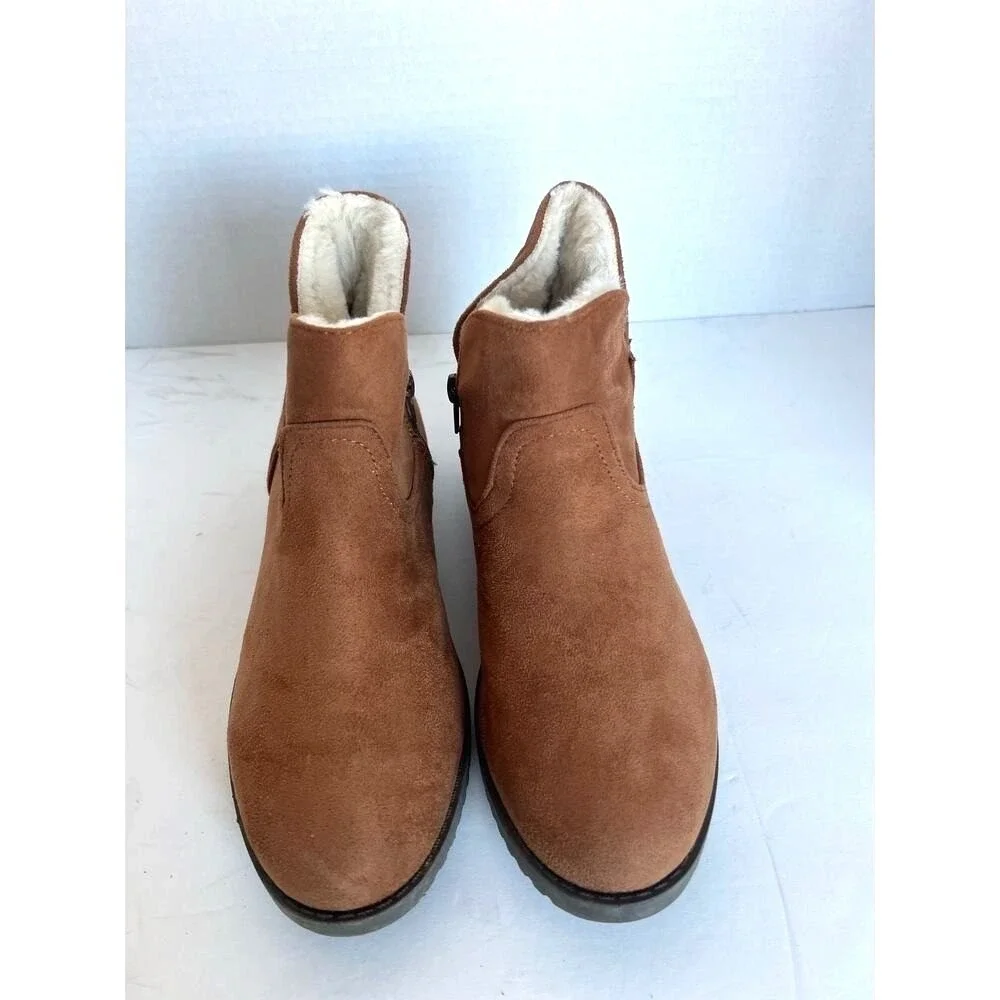 CL By Laundry Women's Faelyn Brown and Cream Vegan Ankle‎ Boot la Sz 6.5